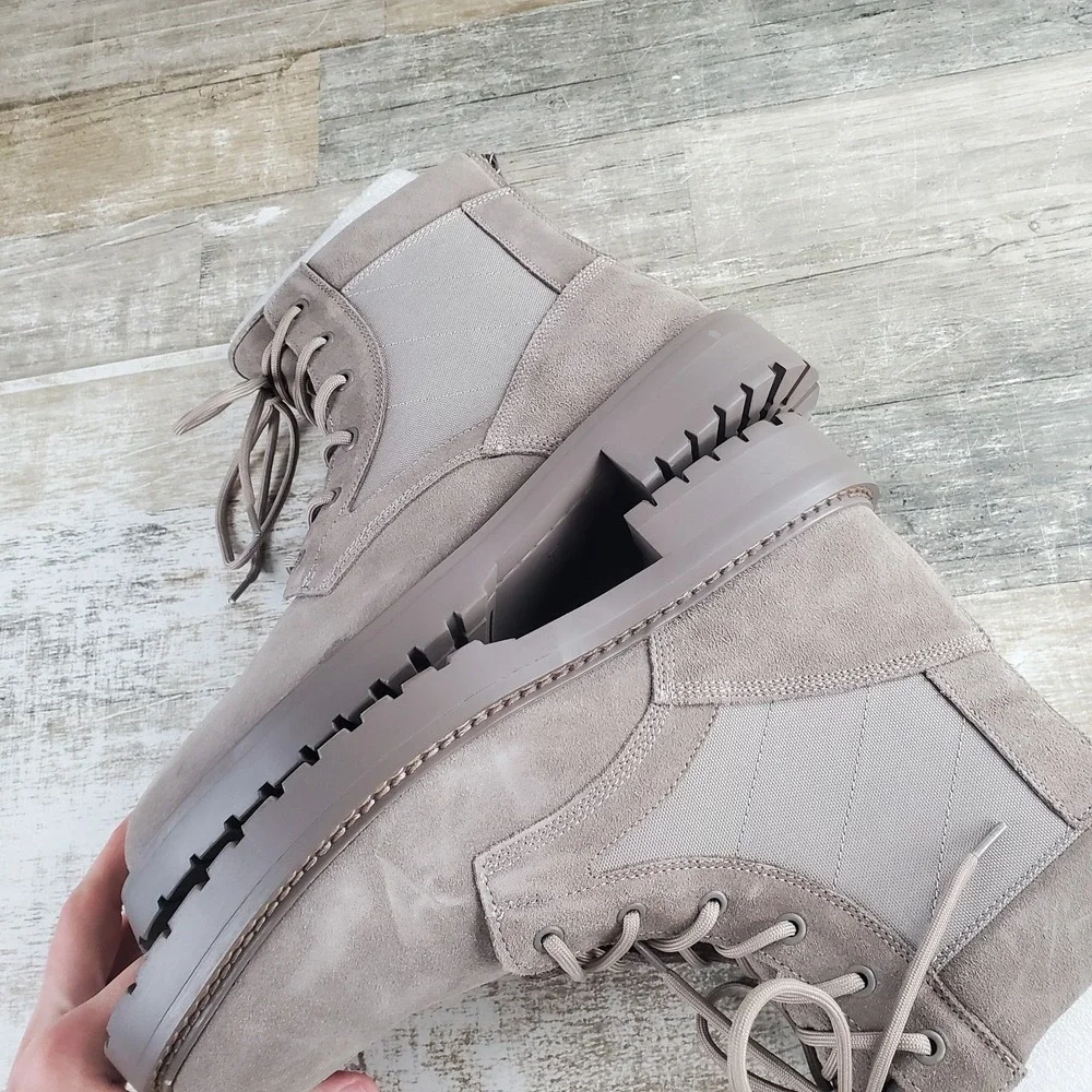 Saint Morta Legion Mens Boots Sz 10 Taupe Suede Comfort Lace Up Back Zip